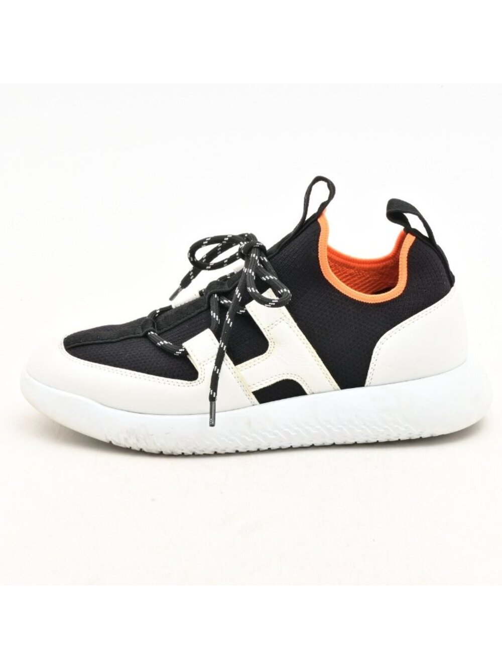Hermes Sneakers White Black Orange Leather